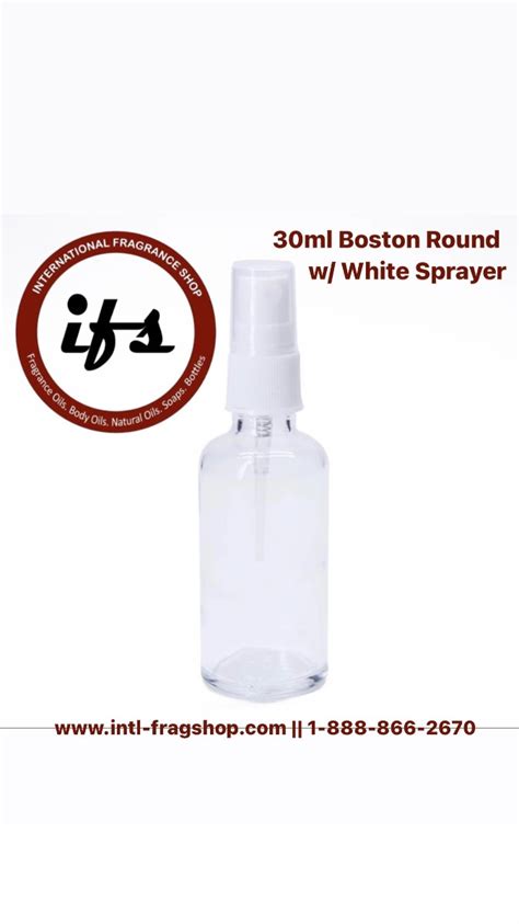 Ml Boston Round Empty Glass Bottle With White Fine Mist Spray Pump