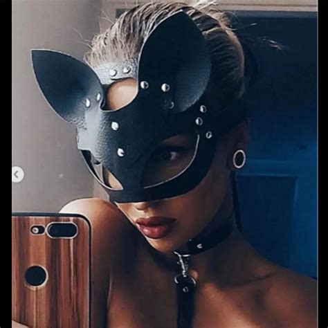 Cat Cosplay Half Face Fox Leather Masks Masquerade Party Pu Punk