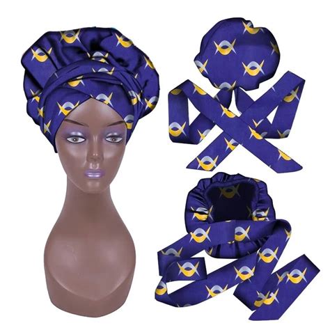 Xiaohuagua African Print Hair Bonnet Turbans Head Scarf Headwraps For