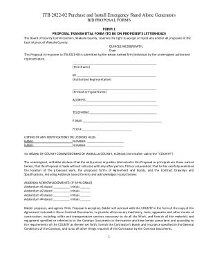 Fillable Online Itb Bid Proposal Forms Fax Email Print Pdffiller