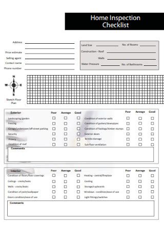 Sample Home Inspection Checklist In Pdf Ms Word