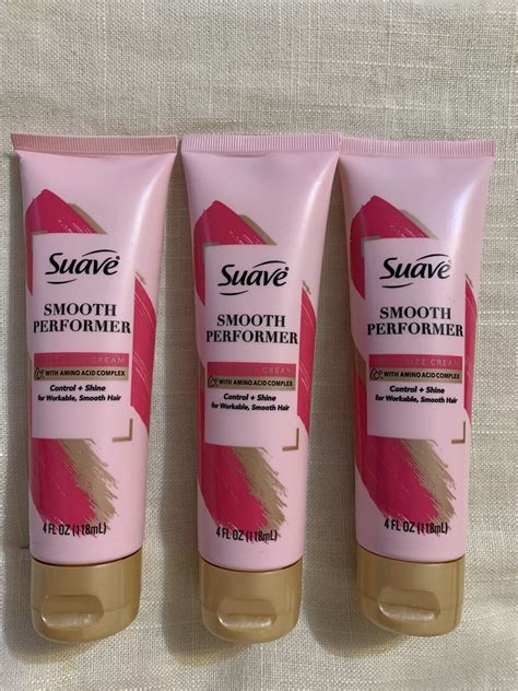 3 Pk Suave Pink Smooth Performer Anti Frizz Styling Cream Smoothing