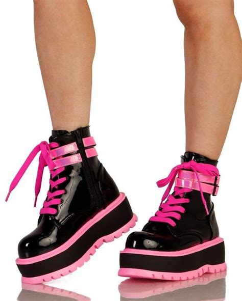 Demonia Slacker Neon Platform Boots Platform Boots Women Platform