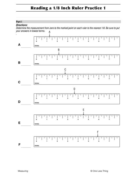 Learning To Read A Tape Measure Worksheets