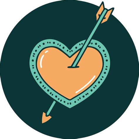 iconic tattoo style image of an arrow and heart 12480994 Vector Art at ...