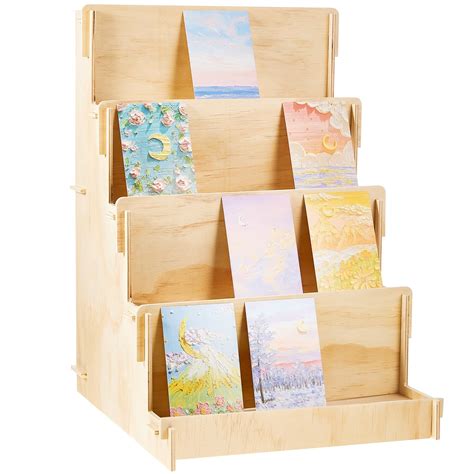 Wooden Card Display Stand Stationary Organizer Sticker Display Stand