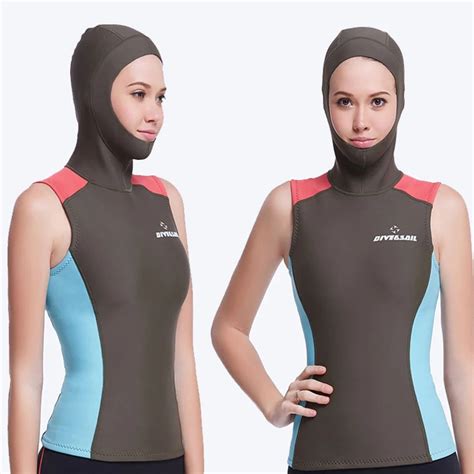 Dive&Sail wetsuits hooded vest 1.5MM womens diving hood vest spearfish ...