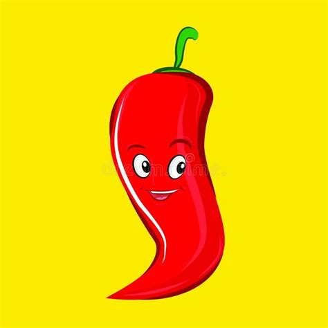 Chili Cartoon, Clip Art Isolated on Yellow Background Suitable for ...