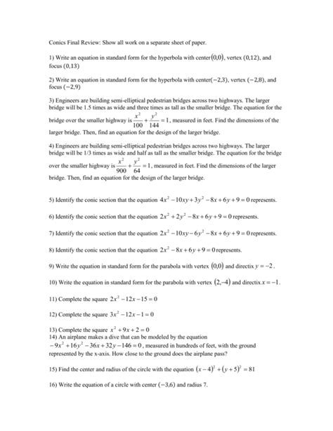 Write an equation in standard form for the hyperbola