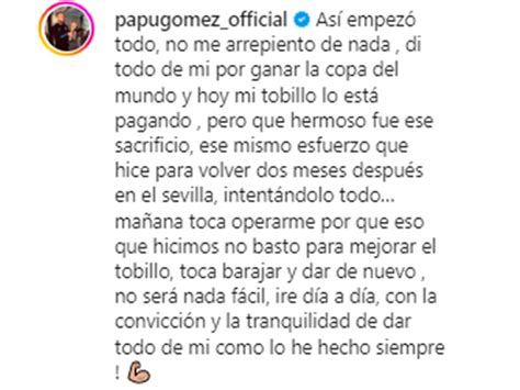 El Impactante Posteo Del Papu Gómez “di Todo Por Ganar La Copa Del