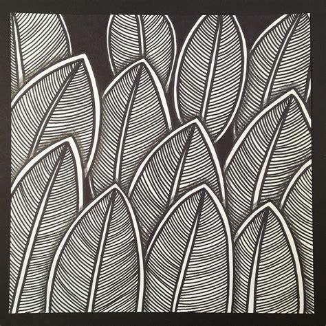 Perla Schippers On Instagram Zentangle Overlapping Leaves On Black