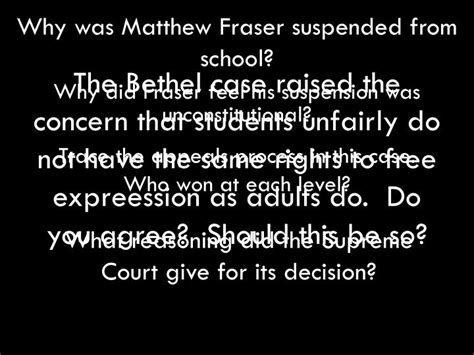 PPT - Bethel School District No. 403 v. Fraser: Free Speech and the ...