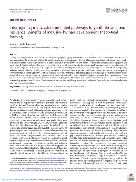 Pdf Interrogating Multisystem Intended Pathways To Youth Thriving And