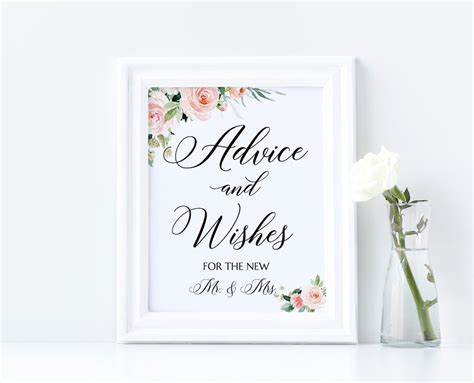 Advice And Wishes For Mr And Mrs Sign Template Printable Wedding Sign