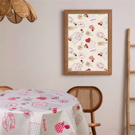 Nappe Cirée Campagne Beige Ronde Diam 135 cm Charme Rustique