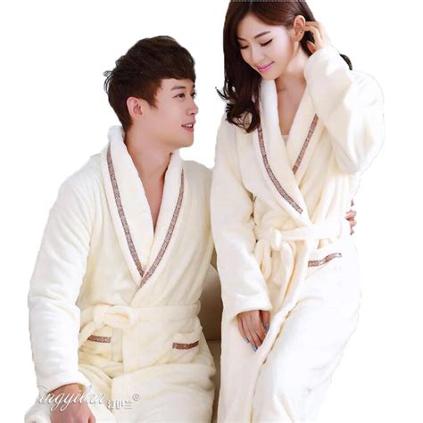 Warm Winter Hooded Bathrobe Cotton Flannel Pyjama Couples Bathrobes