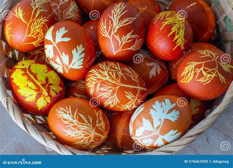 Easter Eggs Dyed With Onion Peel Dill And Parsley Natural Eco Dyes