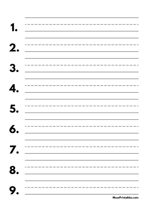 Numbered Lined Paper Template Printable Pdf Form Handwriting Paper