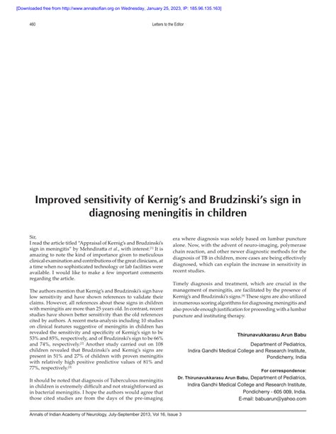 (PDF) Improved sensitivity of Kernig's and Brudzinski's sign in ...