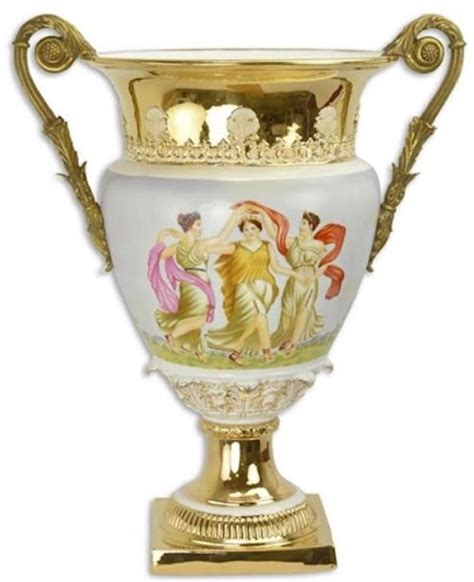 Casa Padrino Barock Deko Vase Weiß Mehrfarbig Gold 46 4 x 32 x H