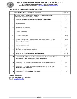 Fillable Online E Tender Notice NITJ TEQIP III ICE E Tender No Fax