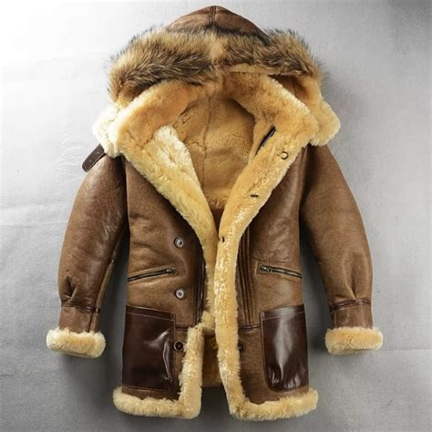 mens military style sheepskin coat