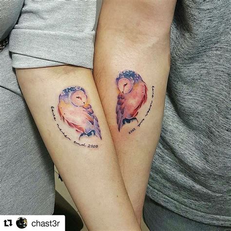 Cute Owl Couple Tattoo