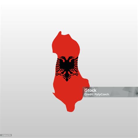 Albania National Flag In Country Map Silhouette Stock Illustration