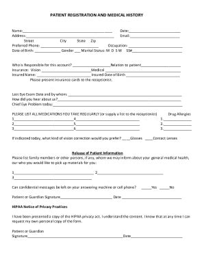 Fillable Online Patient Registration Form Todays Date Patient Fax