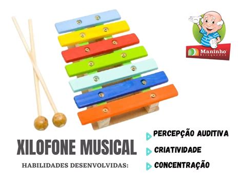 Brinquedo Educativo Xilofone De Madeira Infantil Pedagogico Mebuscar