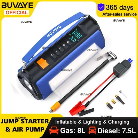 BUVAYE Car Jump Starter Air Pump Outdoor Portable Power Lamp Portable