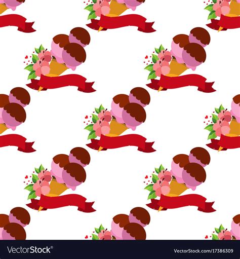 Ice Cream Cone Seamless Pattern For Design Vector Image