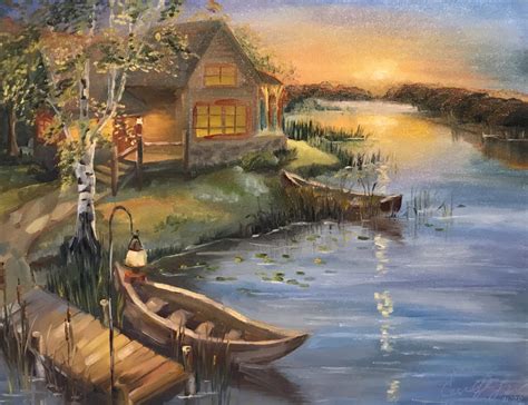 Картина «Дом у реки». Размер: 35x45 (см). Художник Яна Ефремова ...