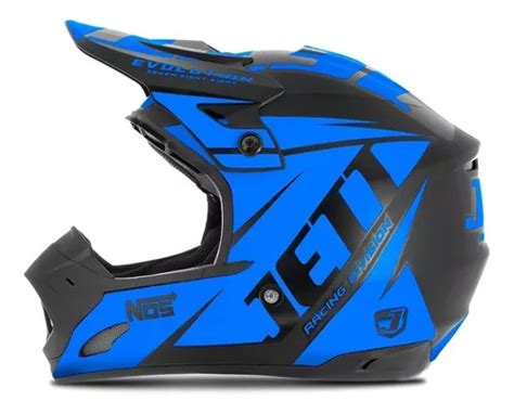 Capacete Enduro Cross Azul Jett Evolution Mercadolivre