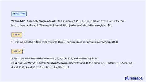 Video Solution Write A Mips Assembly Program To Add The Numbers