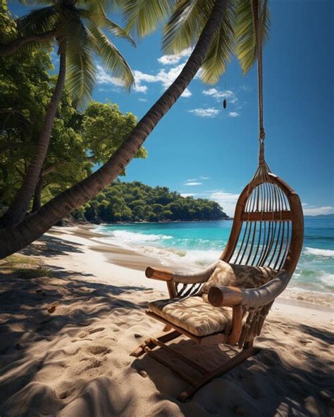 Premium Ai Image There Is A Hammock Hanging From A Tree On The Beach