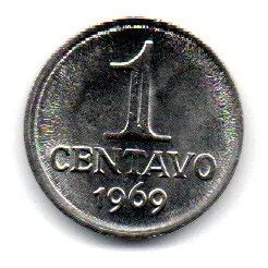 Numis Market 1969 1 Centavo ERRO Cunho Descentralizado Moeda