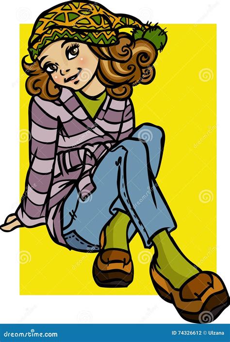 Beautiful Cartoon Girl Stock Vector Illustration Of Beautiful 74326612