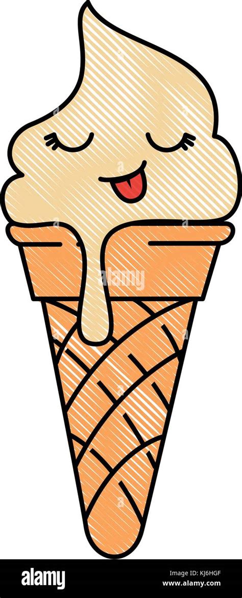 Delicious Ice Cream Kawaii Character Stock Vector Image And Art Alamy