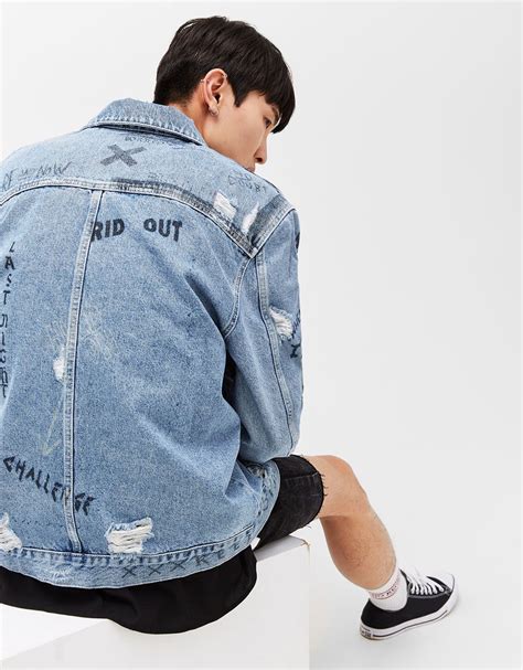 Printed Oversized Denim Jacket Printed Denim Jacket Winter Jacket