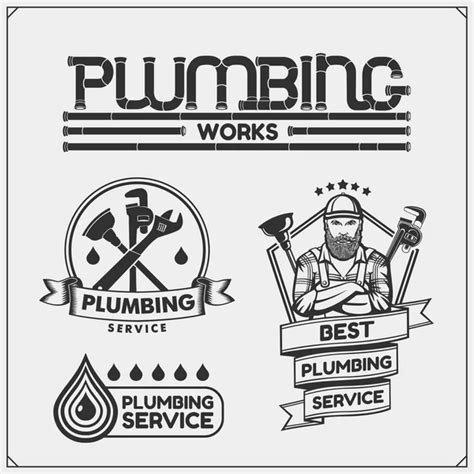 Plumbing Home Renovation Services Emblems Working Tools Logos Template