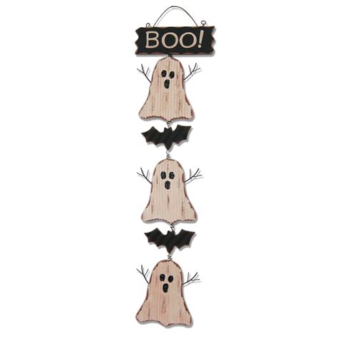 Glitzhome Wooden Halloween Boo 3 Ghosts 2 Bats Creepy Cluster Wall ...