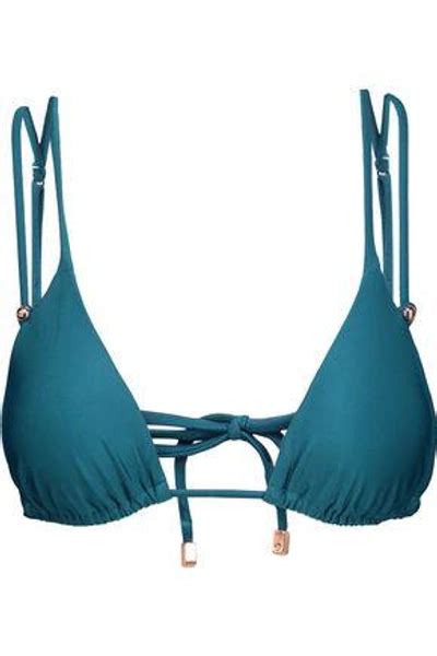 Vix Woman Embellished Triangle Bikini Top Teal Modesens