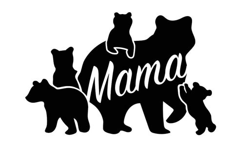 Mama Bear With 4, 5, 6 Cubs Large Family .SVG File for Vinyl Cutting - Etsy