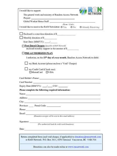 Fillable Online Ran Donation Form Fillable Docx Fax Email Print