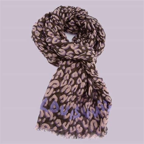 Louis Vuitton Leopard Print Scarf Scrunched Cashmere And Silk