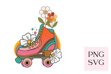 Retro Floral Roller Skate Svg Png Grafik Von Reverie Studio