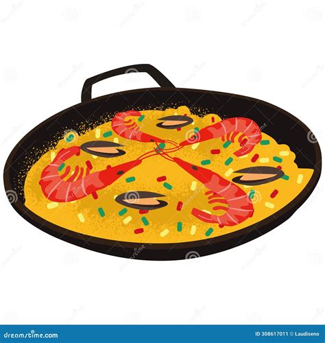 Paella De Marisco Aislado Vector De Comida Tradicional Espa Ol