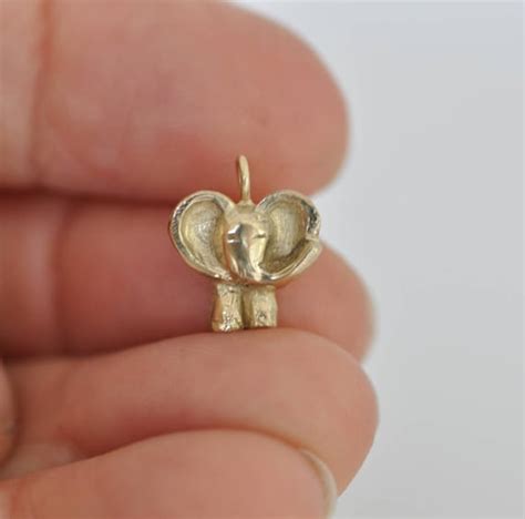 Solid Gold Elephant Pendant 14k Solid Gold Necklace Etsy