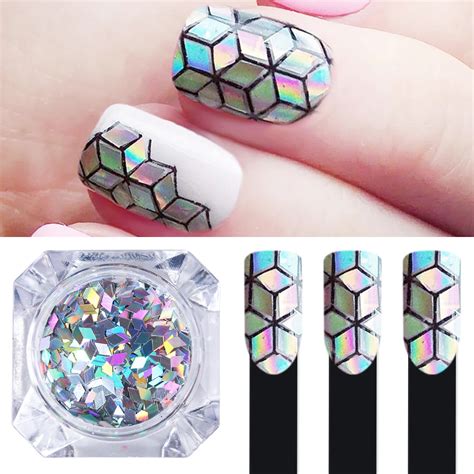 1 Box Holographic Nail Flakes 2mm Rhombus Colorful Holo Nail Glitter